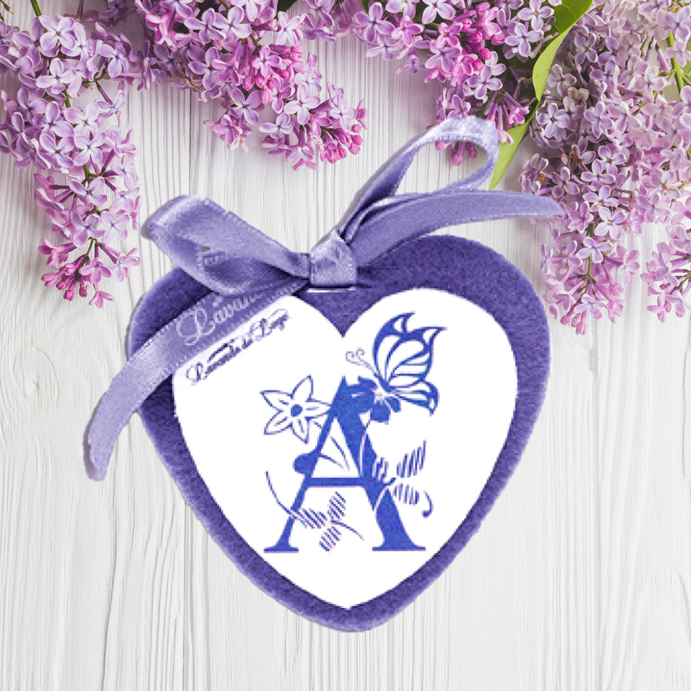 Cuore di stoffa con lettera dalla A alla Z